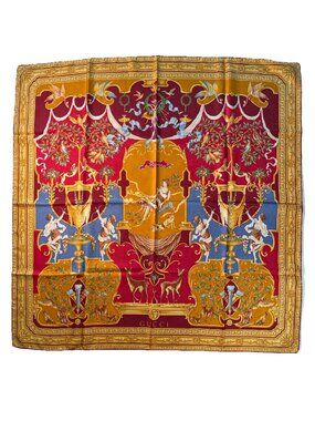 Vintage Gucci “Diana” Silk Scarf 34” Made in Italy Equestrian Motif